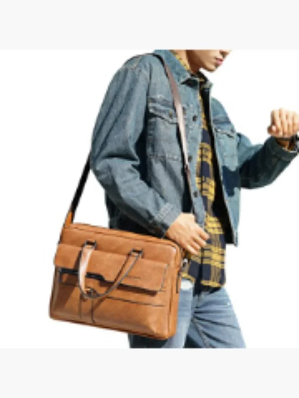 PU Leather Messenger Crossbody Bag Laptop Briefcase 14 inch